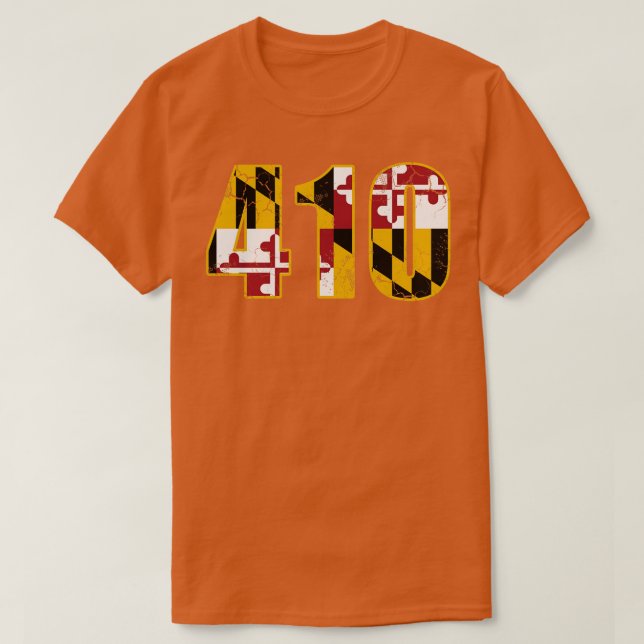 Maryland Flag 410 Area Code T-Shirt (Design Front)