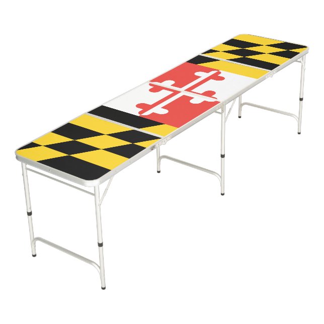 Maryland Flag Beer Pong Folding Table (Angled)