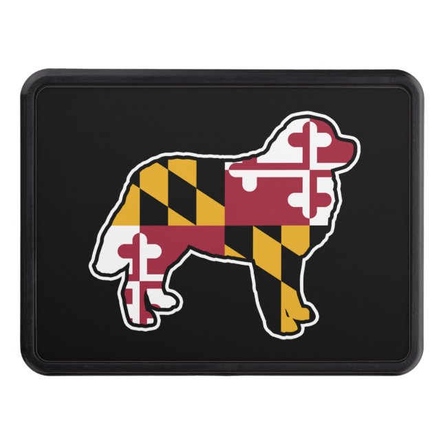 Maryland Flag Bernese Mountain Dog Silhouette Hitch Cover (Front)