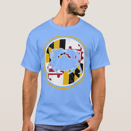Maryland Flag Blue  Circle Art T_Shirt