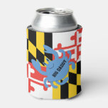Maryland Flag Blue Crab Personalized Can Cooler at Zazzle