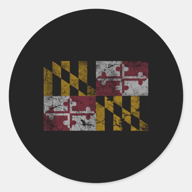 Maryland Flag Classic Round Sticker (Front)