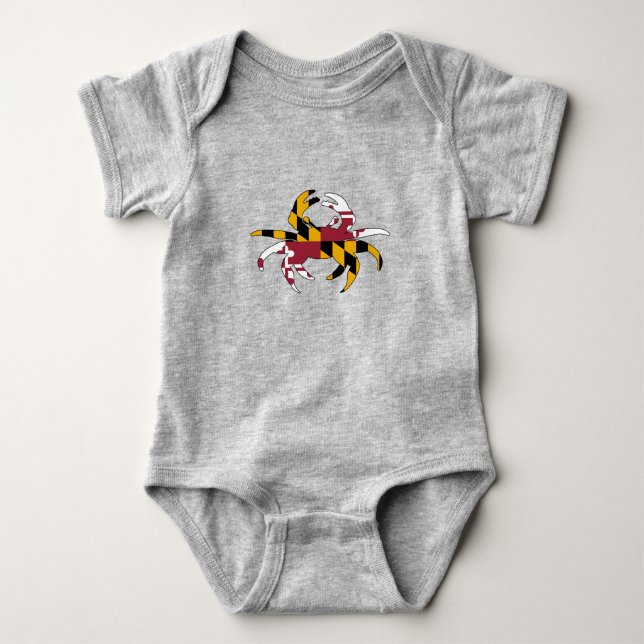 Maryland Flag Crab Baby Bodysuit (Front)