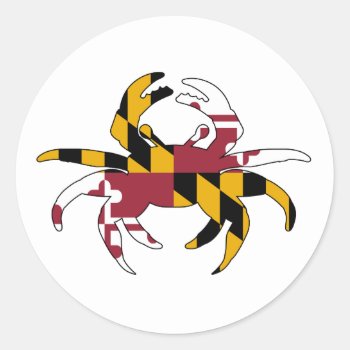 Maryland Flag Crab Classic Round Sticker by HomeWithRachelDiane at Zazzle