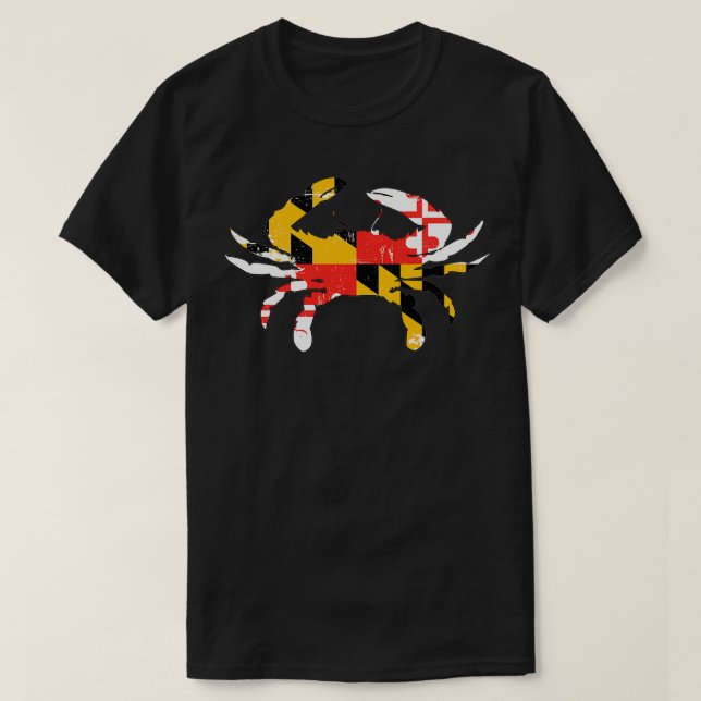 Maryland Flag Crab Distressed 1 T-Shirt (Design Front)