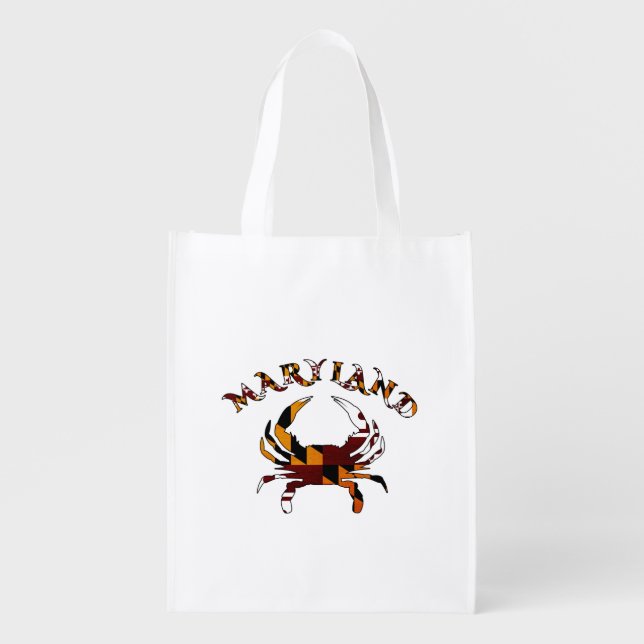 Maryland Flag Crab Grocery Bag (Front)