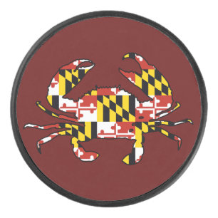 Maryland flag crab hockey puck