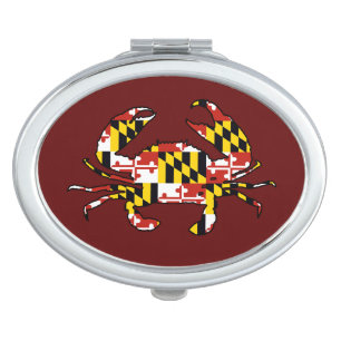 Maryland flag crab makeup cosmetic compact mirror