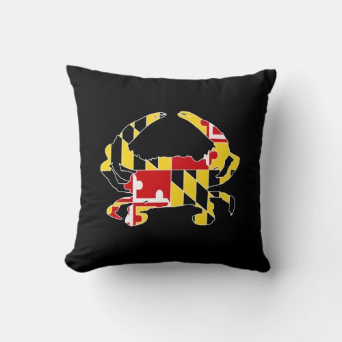 Maryland Flag Crab Polyester Throw Pillow 16 x 16