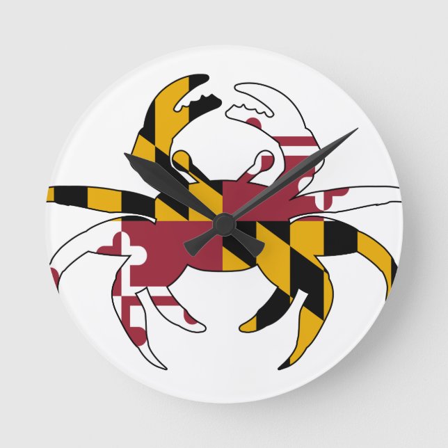 Maryland Flag Crab Round Clock (Front)