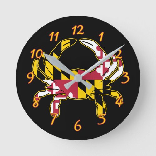 Maryland Flag Crab Round Clock