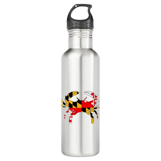 Maryland Flag Crab Stainless Steel Water Bottle (Front)