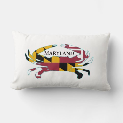 Maryland Flag Crab Throw Pillow