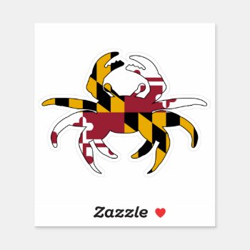 Maryland Flag Crab Vinyl Sticker by HomeWithRachelDiane at Zazzle