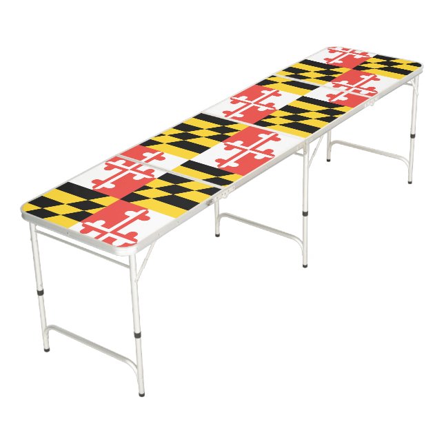 Maryland Flag Folding Beer Pong Table (Angled)