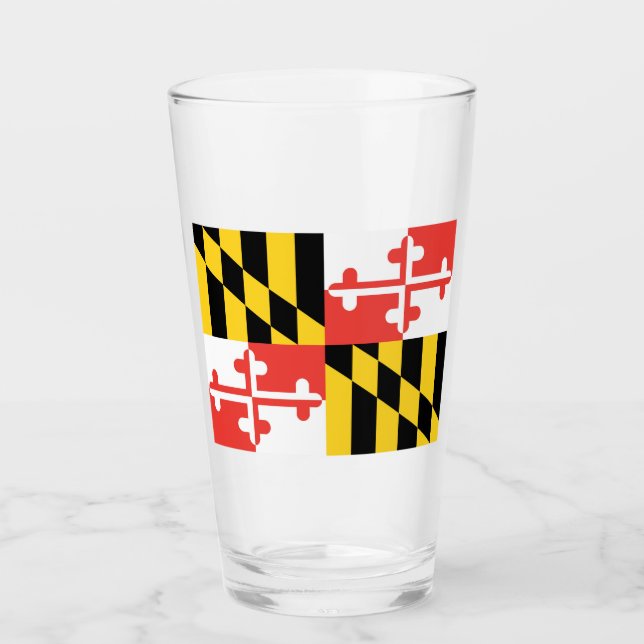 Maryland Flag Glass Cup (Front)