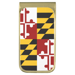 Maryland flag gold finish money clip
