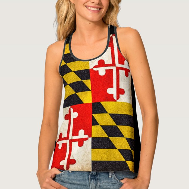 Maryland Flag - Grunge Tank Top (Front)