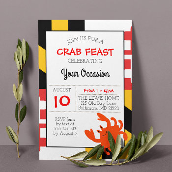 Maryland Flag Happy Crab Nautical All Occasion Invitation by VisionsandVerses at Zazzle