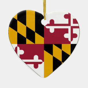Maryland Flag Heart Ceramic Ornament