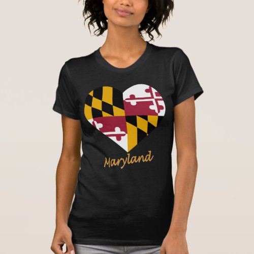 Maryland Flag Heart T_Shirt