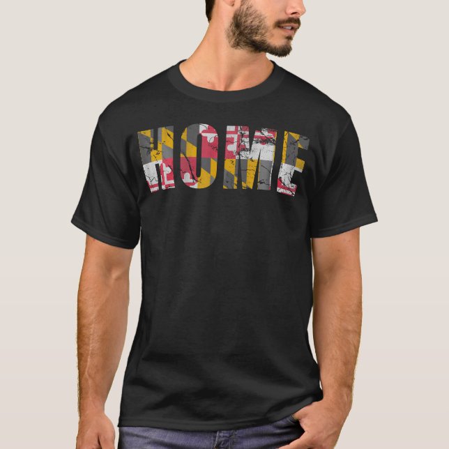 Maryland Flag Home Love Family Fade T-Shirt (Front)