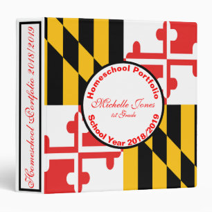 Maryland Flag Homeschool Portfolio 3 Ring Binder