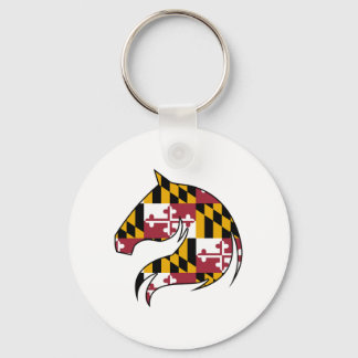 Maryland Flag Horse Button Keychain