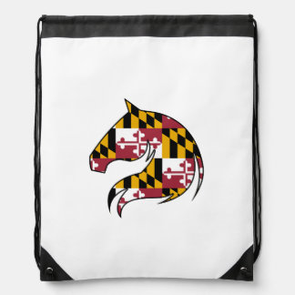 Maryland Flag Horse Head Drawstring Backpack