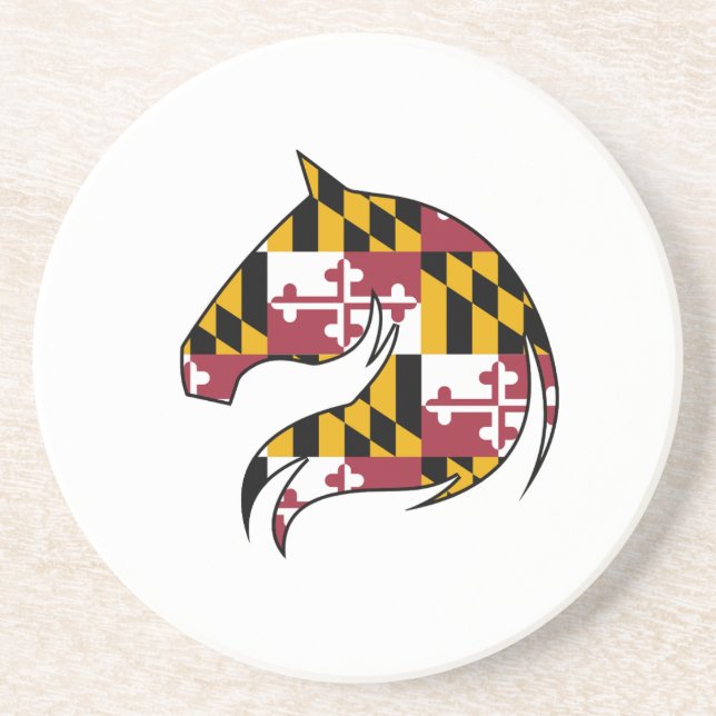 Maryland Flag Horse Head Paper Playes Coaster (Front)