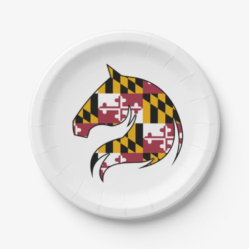 Maryland Flag Horse Head Paper Playes Plates