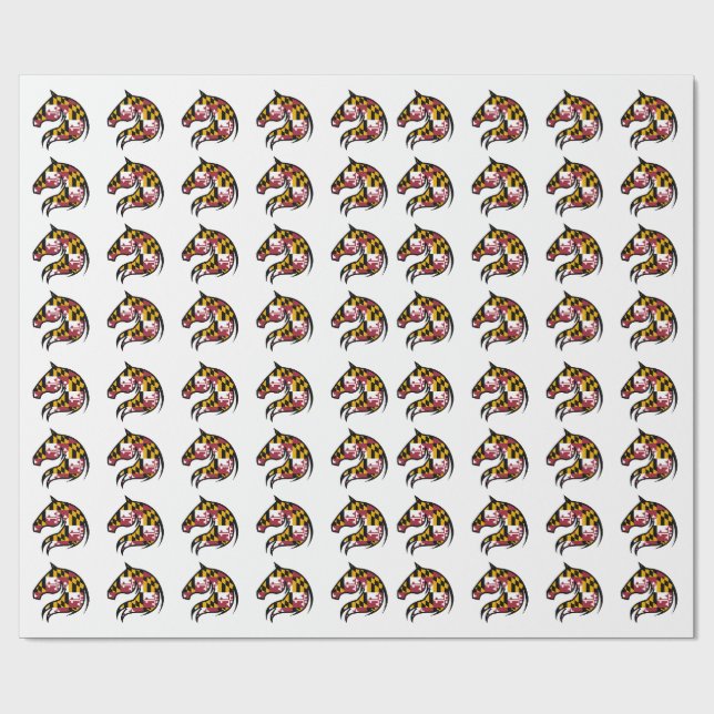 Maryland Flag Horse Head Wrapping Paper (Flat)