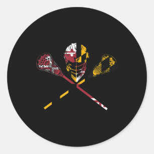 Maryland Flag Lacrosse Boys Men's Women's College Classic Round Sticker