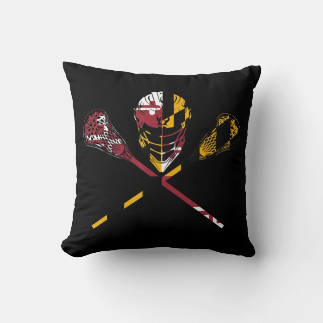 Maryland Flag Lacrosse Boys Men's Women's College  Throw Pillow (Front)