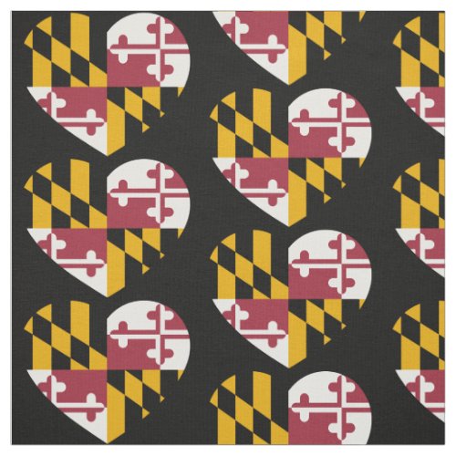 Maryland Flag Love Heart Fabric