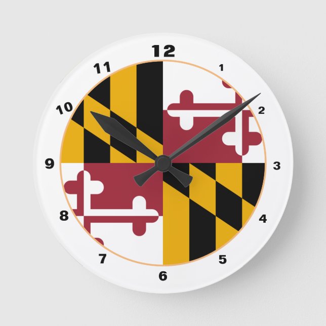 Maryland Flag & Maryland fashion /design USA Round Clock (Front)