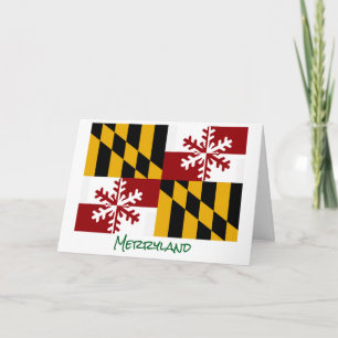 Maryland Flag Merryland Snowflake Holiday Card