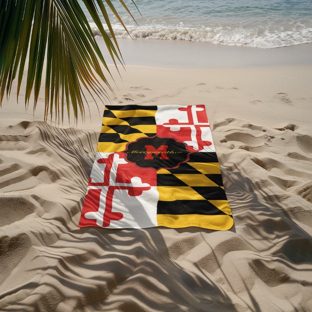 Maryland Flag Monogram Personalized Beach Towel (Creator Uploaded)