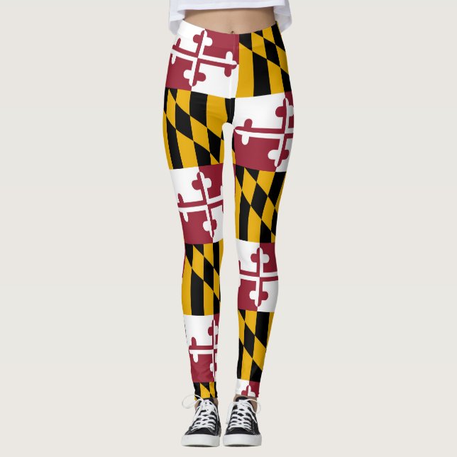 Maryland Flag Pride Leggings Yoga Pants (Front)
