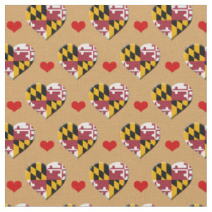 Maryland Flag & Red Heart fashion Fabric / USA