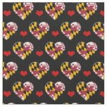 Maryland Flag &amp; Red Heart fashion Fabric / USA