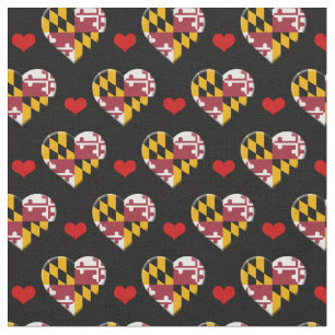 Maryland Flag & Red Heart fashion Fabric / USA