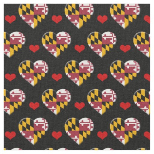 Maryland Flag & Red Heart fashion Fabric / USA