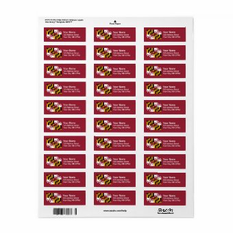 Maryland Flag Return Address Labels Red | Zazzle