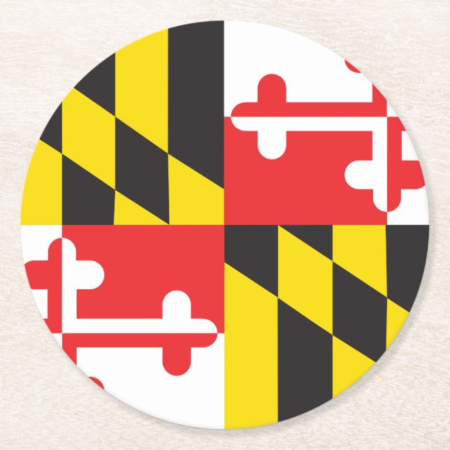 Maryland Flag Round Paper Coaster (Front)