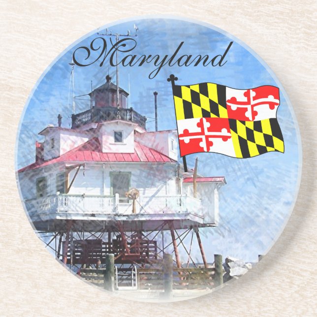 Maryland Flag Sandstone Coaster (Front)