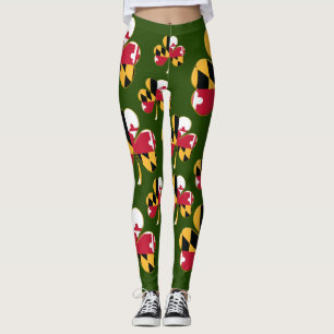 Maryland Flag Shamrock Leggings