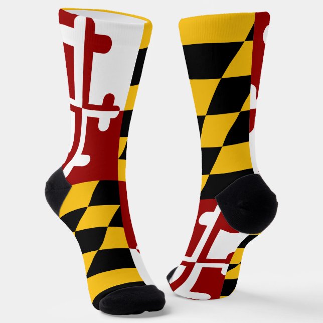 Maryland flag socks (Angled)