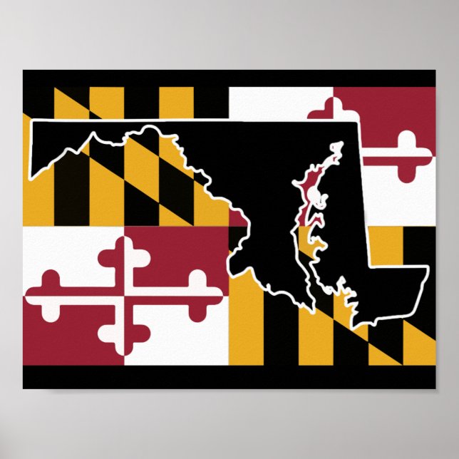 Maryland Flag/State poster - black (Front)