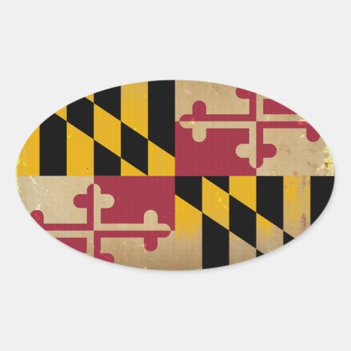 Maryland Flag VINTAGEpng Oval Sticker